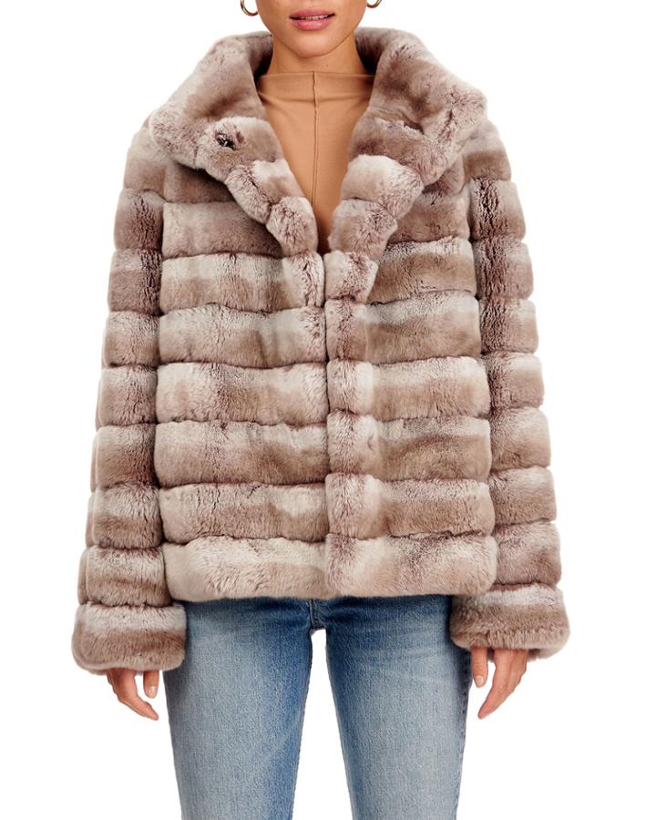 Horizontal Rex Rabbit Fur Jacket
