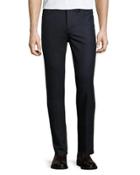 Wool Slim Trousers, Navy