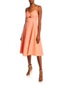 Lindey Cutout V-neck Cotton A-line Dress