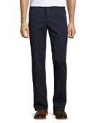 Cotton Twill Straight-leg Pants, Navy