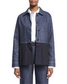 York Chambray Button-front Jacket, Indigo