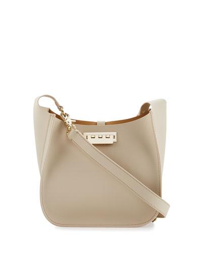 Smooth Leather Shoulder Bag, Cream