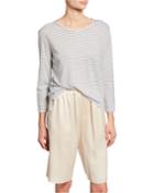 Skinny Stripe 3/4-sleeve Crewneck Tee