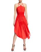 Amara Halter Two-tone A-line Dress W/ Cutouts