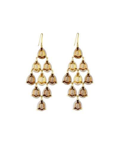18k Gemma Cascade Citrine & Smoky Quartz Chandelier Earrings