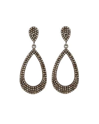 Pave Champagne Diamond Teardrop Earrings,
