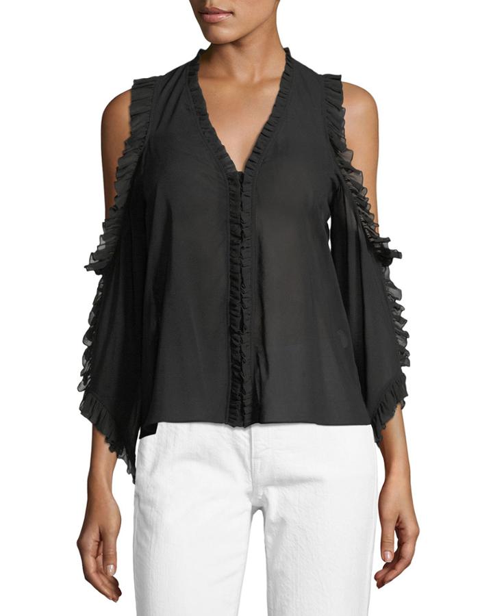 Claudette V-neck Cold-shoulder Blouse