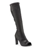 Topeka Studded Leather Knee Open-toe Booties