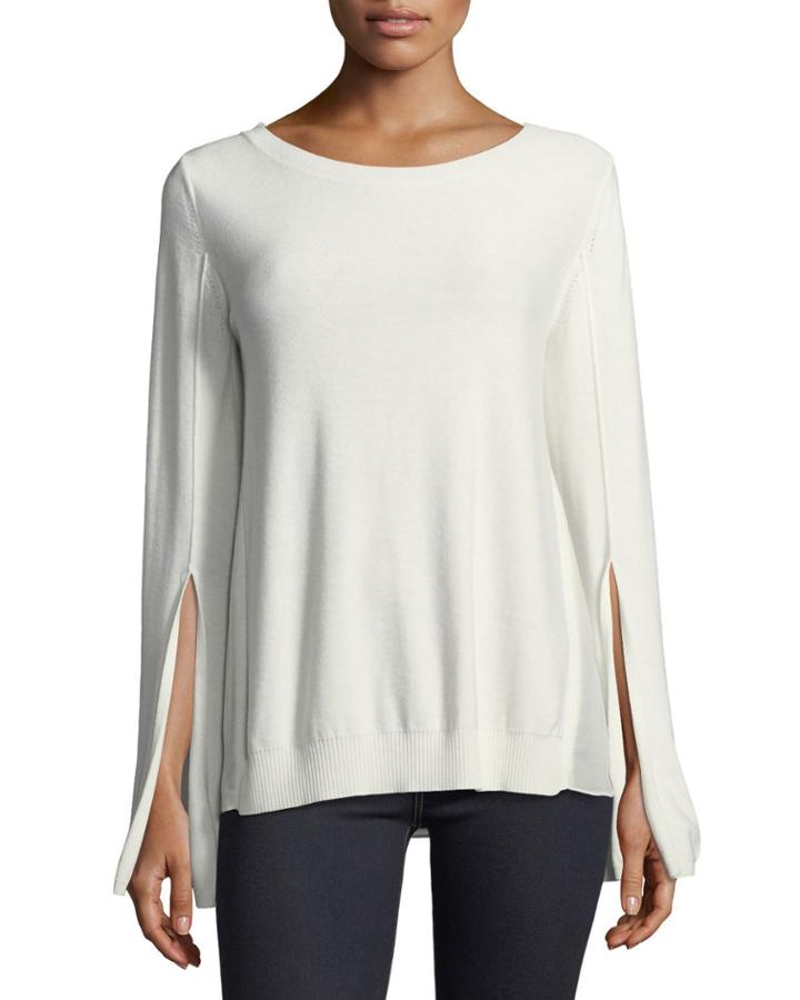 Split-cuff Sweater With Georgette Insets