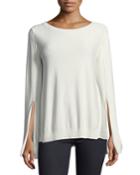 Split-cuff Sweater With Georgette Insets