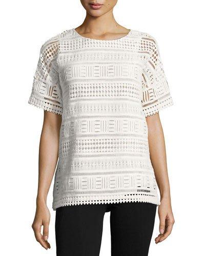 Geometric Lace Short-sleeve Top