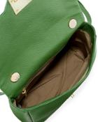 Fold-over Leather Crossbody Bag, Green