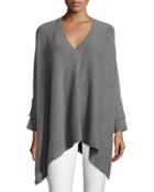 Ribbed-cuffs V-neck Poncho