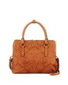 Genevieve Embossed Leather Satchel Bag,
