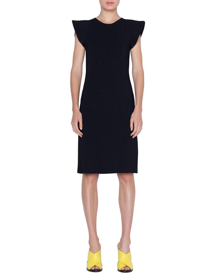 Wave-shoulder Knit Dress
