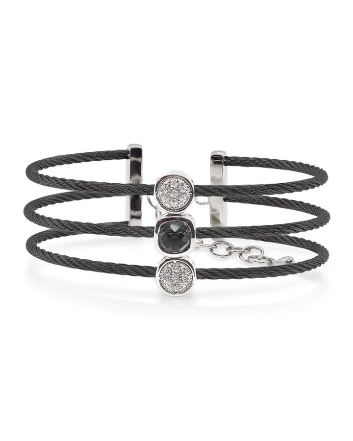3-strand Black And White Topaz Cuff, Black