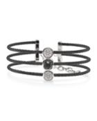 3-strand Black And White Topaz Cuff, Black