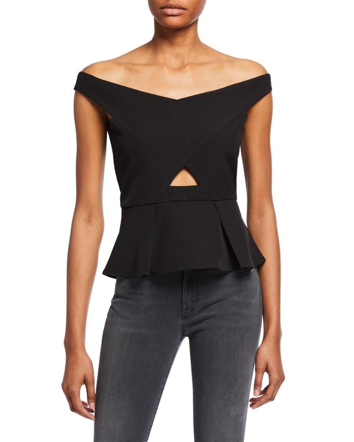Peplum Off-the-shoulder Keyhole Top