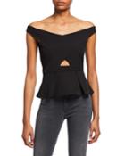 Peplum Off-the-shoulder Keyhole Top