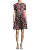 Embellished Short-sleeve A-line Dress,
