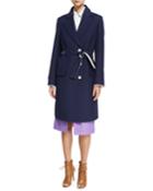 Crombie Tailored Single-breasted Belted Coat, Navy