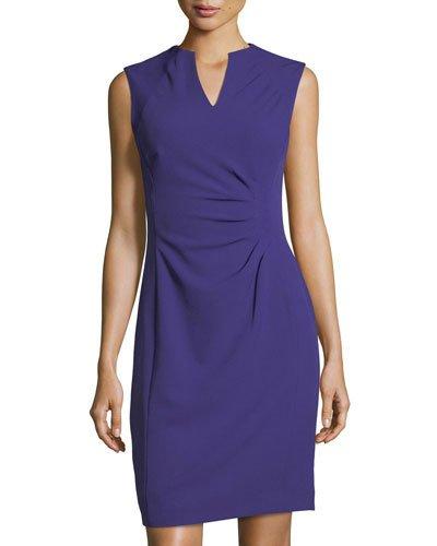 Split-neck Side-ruched Dress