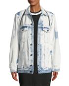 Daze Zip Distressed Denim Trucker Jacket