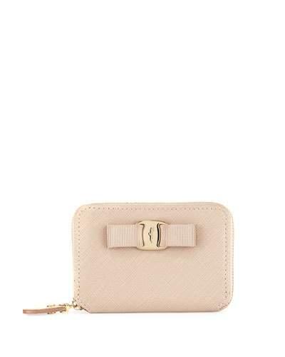 Saffiano Vara Zip-around Wallet, Nude