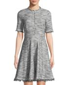Boucle Tweed Fit & Flare Dress