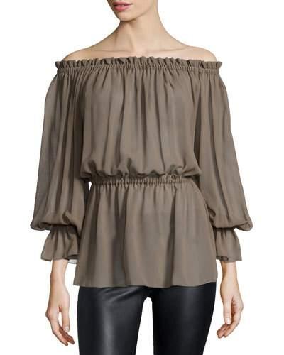 Off-the-shoulder Blouson Top, Java