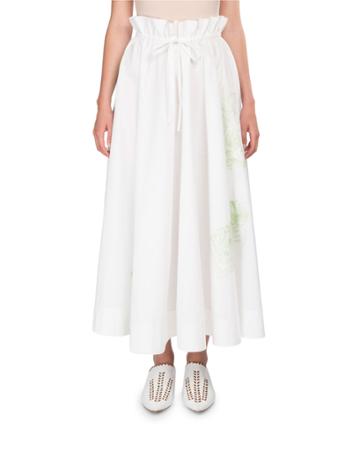Hella Full Cotton Skirt W/ Floral Embroidery