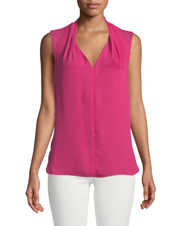 Daria Crochet-shoulder Sleeveless Blouse