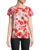 Floating Poppies Short-sleeve Blouse
