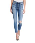 Distressed High Rise Skinny Ankle Jeans