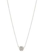 14k White Gold Diamond Flower Pendant Necklace