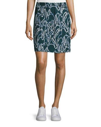 Bunny-print Combo Jacquard Skirt, Deep Forest