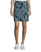 Bunny-print Combo Jacquard Skirt, Deep Forest