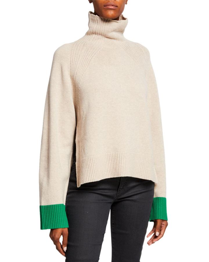 Turtleneck Oversized Wool Contrast-cuff