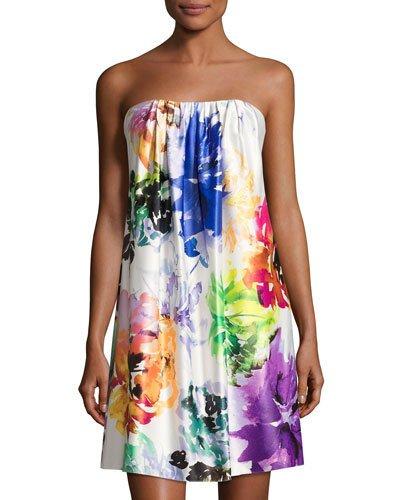 Strapless Floral-print Short Dress,