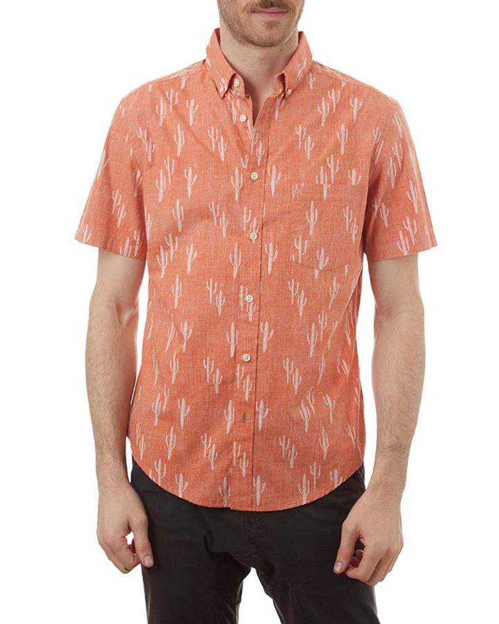 Men's Cactus Printed Short-sleeve Button-down