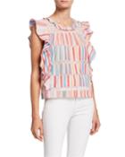 Zahara Striped Ruffle Inset Panel Top