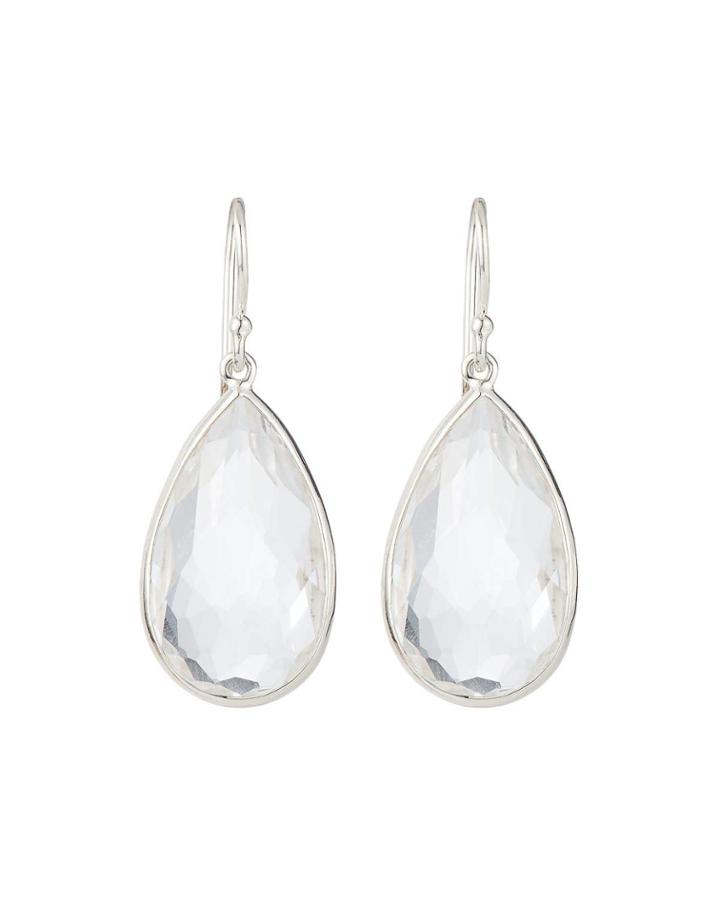 Rock Candy Medium Pear Wire Earrings In Clear