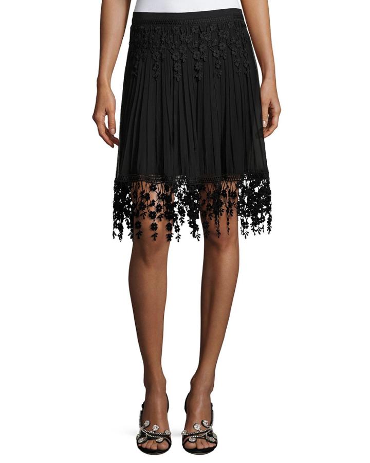 Brielle Pleated Chiffon & Floral-lace