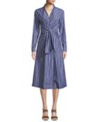 Kylo Concord Stripe Long-sleeve Wrap Dress