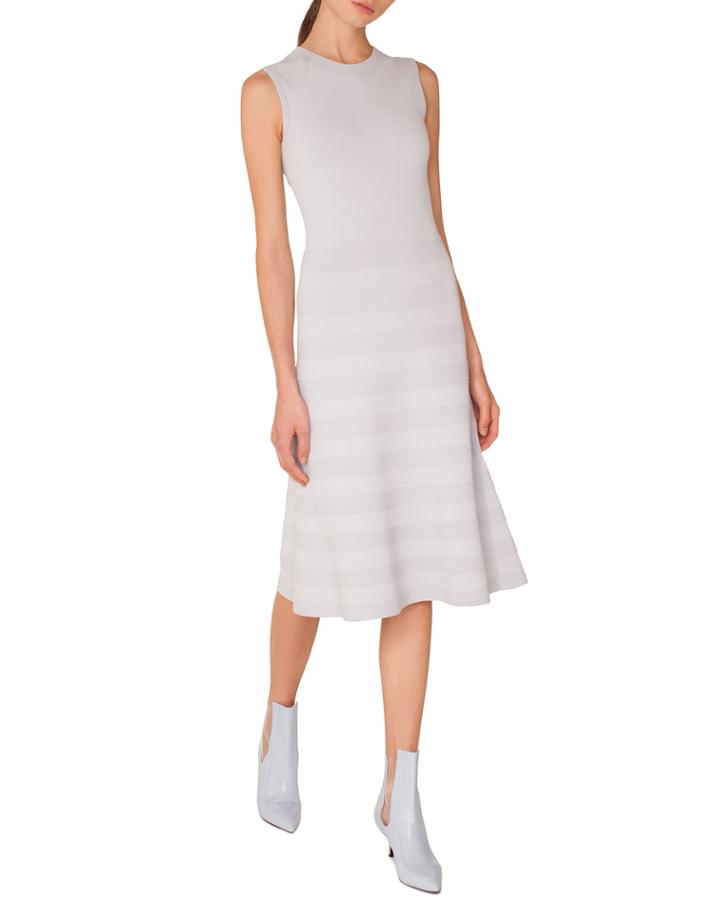 Sleeveless Round-neck Tonal-pintucking Knit