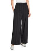 Regimental-striped Wide-leg Pants
