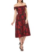 Floral Brocade Off-the-shoulder A-line Dress