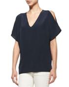 Cold-shoulder Cocoon Tunic, Blue