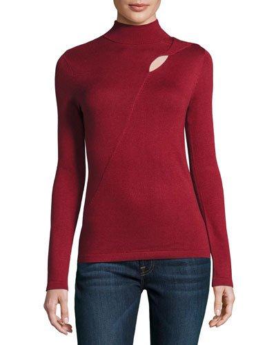 Keyhole Cutout Mock-neck