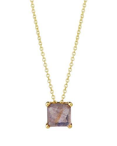 Rock Candy 18k Square Sliding Pendant Necklace In Amethyst Doublet